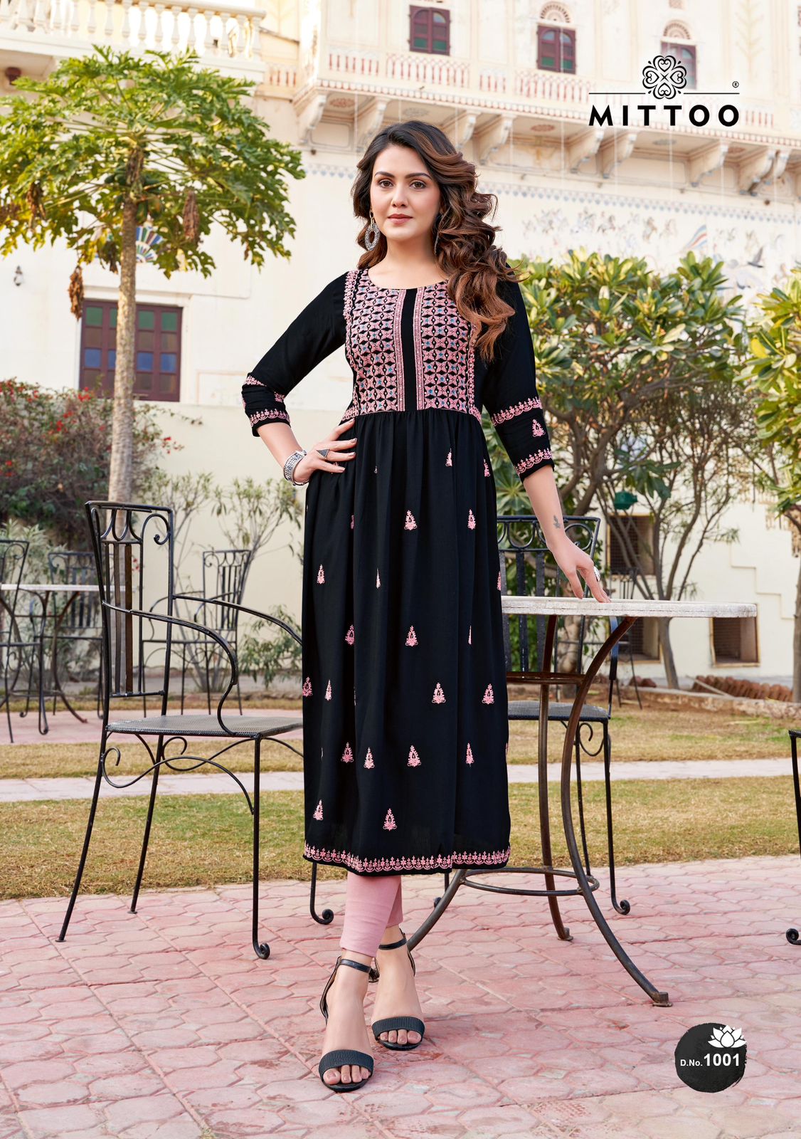 Paaneri By Mittoo Naira Cut Rayon Slub Embroidery Designer Kurtis Wholesale Online
